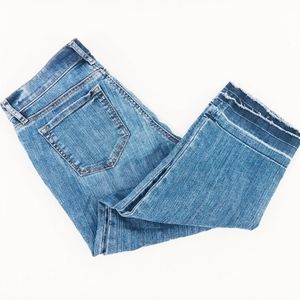 Loft | Low Rise Petite Straight Leg Crop Jeans 0P Petite Released Hem Jeans